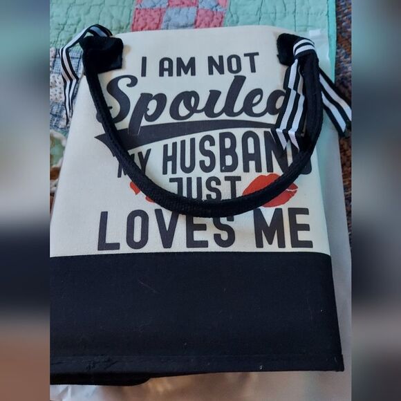 NIP Sturdy Canvas Tote "I'm Not Spoiled My Husband Loves Me" Large Size - Picture 8 of 10